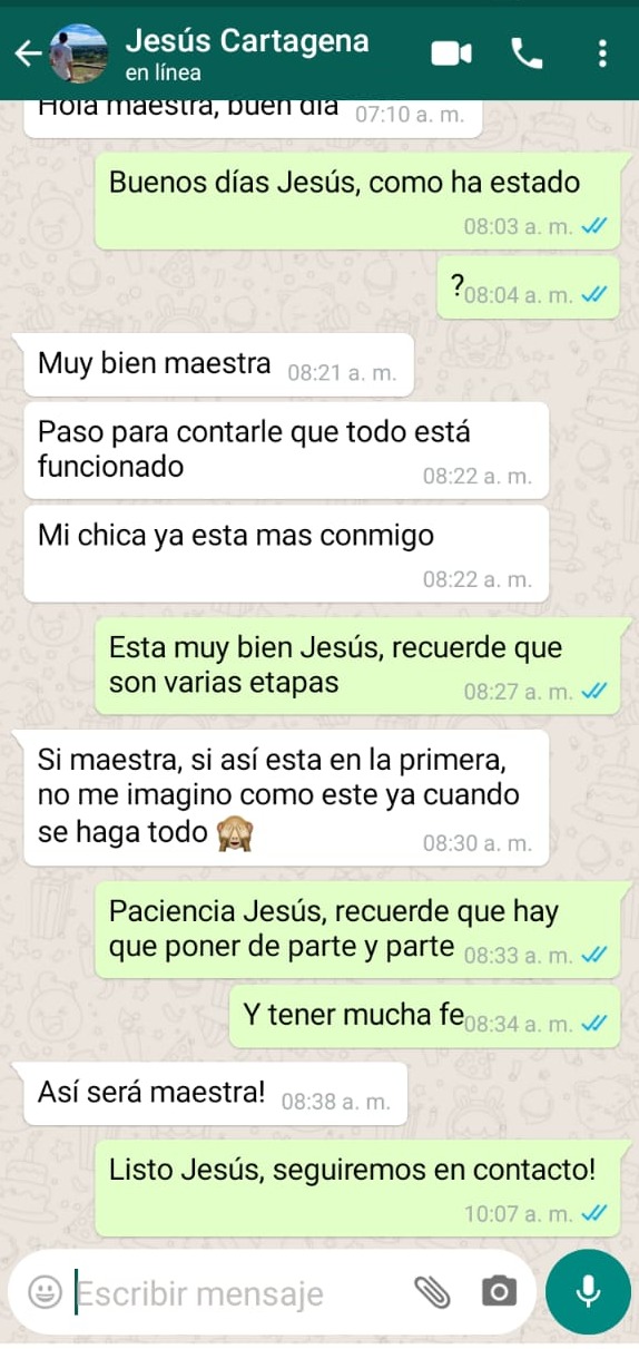 Testimonio WhatsApp de Juan Sebastian